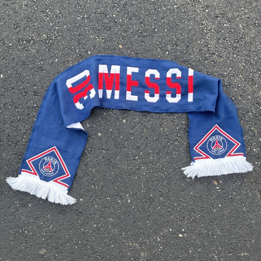 PSG PARIS SAINT GERMAIN #30 LIONEL MESSI FOOTBALL SOCCER SCARF BUFANDA BLUE VTG